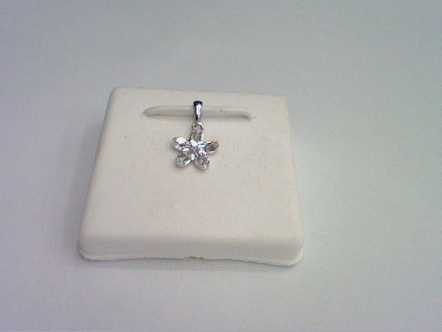 10KT 0.10CT D-LADIES PENDANT "FLOWER PETAL" BAGUETTES