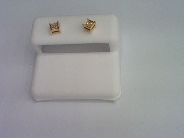 CLOSEOUT 10KT 0.04CT D-DARK POLISH EARRINGS"SQUARE"