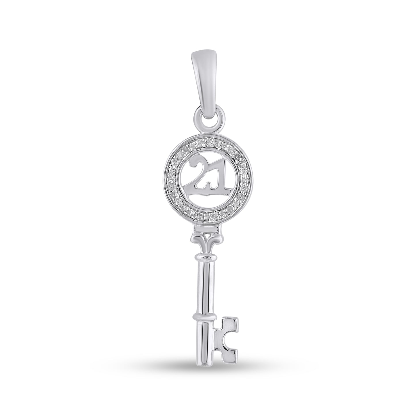 925 SS 0.04CT D-PENDANT "HEART KEY"