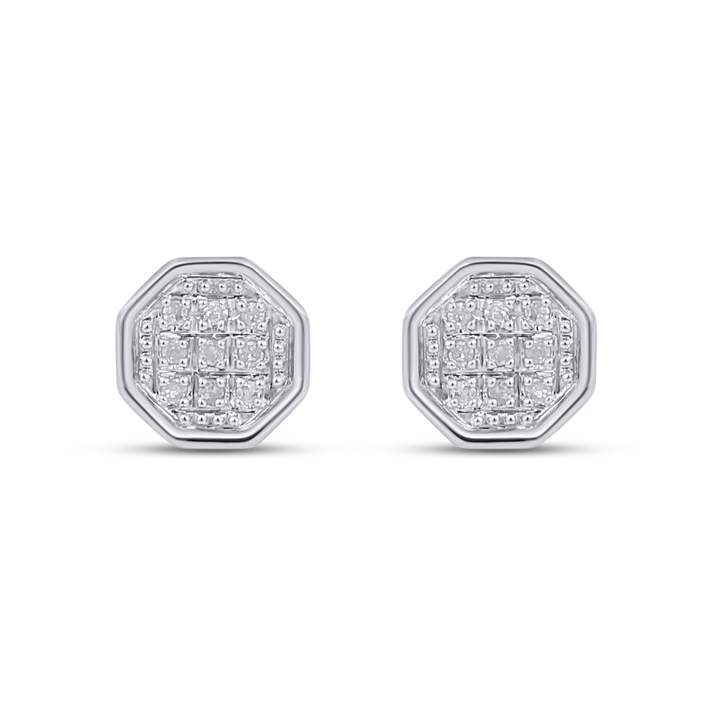 CLOSEOUT 10KT 0.05CT D- EARRINGS"HEXAGON"