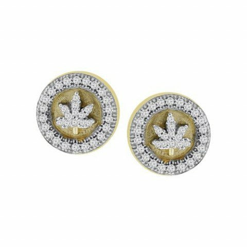 CLOSEOUT: 10KT 0.20 CT D-EARRINGS "LEAF"