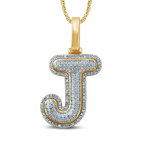 10KT 0.25-0.32CT D-BUBBLE LETTER  J ""