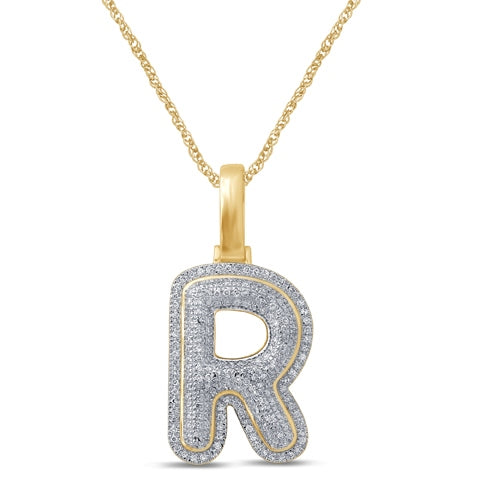 10KT 0.27-0.36CT D-BUBBLE LETTER  R ""
