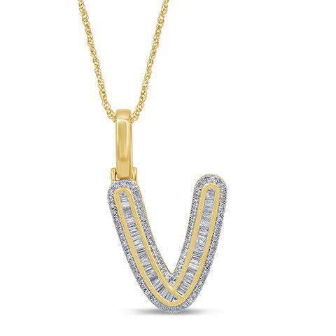 10KT 0.40- 0.47 CT D-BAGUETTE INITIAL  V  ""