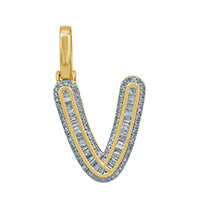 10KT 0.40- 0.47 CT D-BAGUETTE INITIAL  V  ""