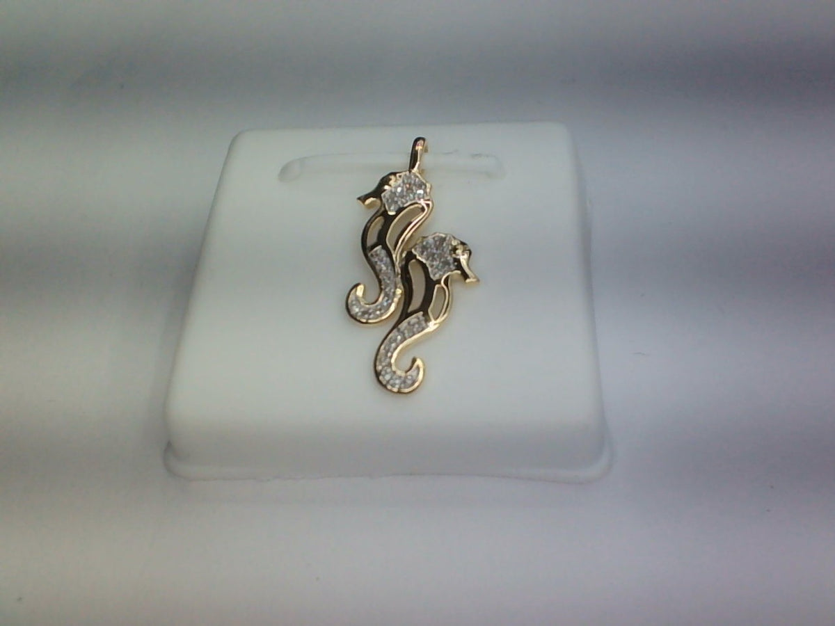 CLOSEOUT  10KT 0.10CT D-LADIES CHARMS "HORSE FISH"