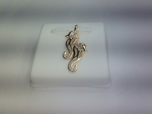 CLOSEOUT  10KT 0.10CT D-LADIES CHARMS "HORSE FISH"