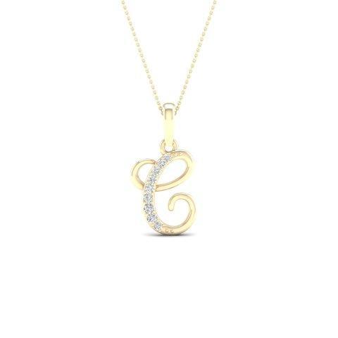 10KT 0.04CT D-LADIES INITIAL C""