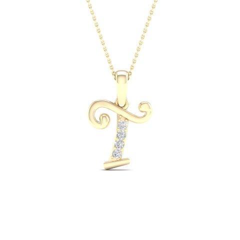 10KT 0.04CT D-LADIES INITIAL T""