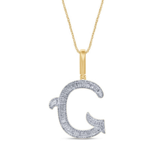 10KT 0.68-0.72 CT D-TATTOO INITIAL G" BAGUETTES"