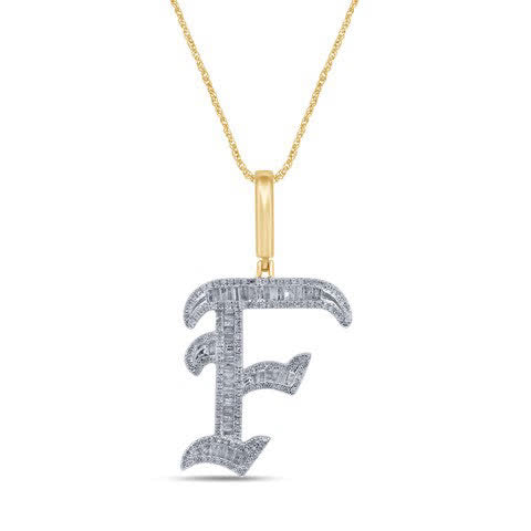 10KT 0.60-0.64CT D-TATTOO BAGUETTE INITIAL F""