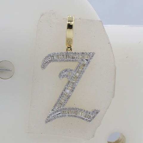 10KT 0.55-0.59CT D-TATTOO INITIAL Z" BAGUETTES"