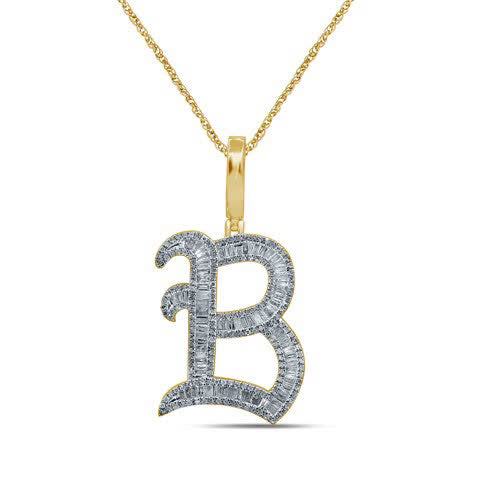 10KT 0.85-0.89CT D-TATTOO INITIALS B" BAGUETTES"