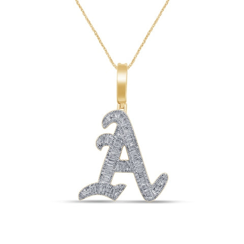 10KT 0.74-0.81CT D-TATTOO INITIAL A" BAGUETTES"