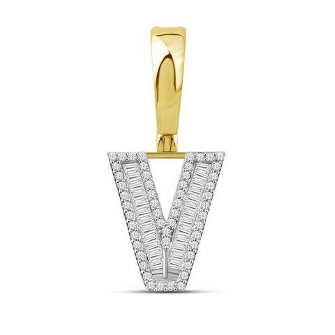 10K 0.33CT D-BAGUETTE  INITIAL V""