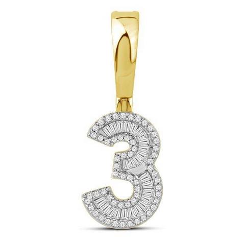 10KT 0.37CT D-BAGUETTE INITIAL NO.3""