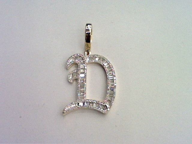 10KT 0.51- 0.80CT D-TATTOO INITIAL D" BAGUETTES"
