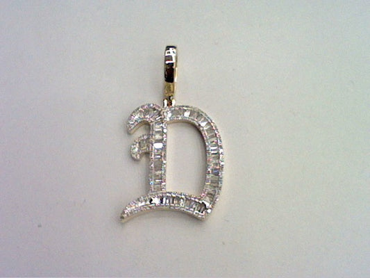 10KT 0.51- 0.80CT D-TATTOO INITIAL D" BAGUETTES"