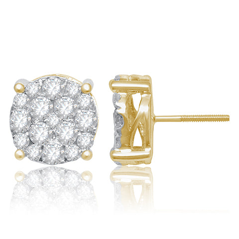 10KT 1.99-2.08CT D-SUPER FLOWER EARRINGS