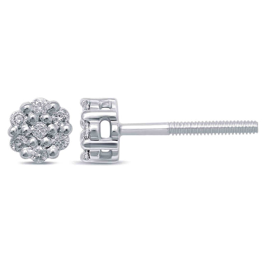 10KT 0.10- 0.11CT D-FLOWER EARRINGS