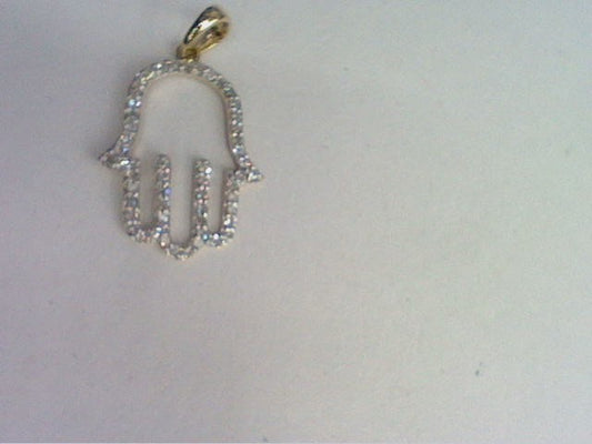 10K 0.21CT D-LADIES PENDANT "HAMSA HAND"