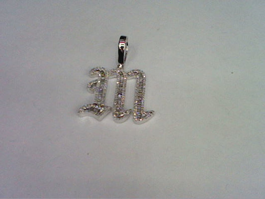 10KT 0.74- 0.76 CT D-TATTOO INITIAL M" BAGUETTES"