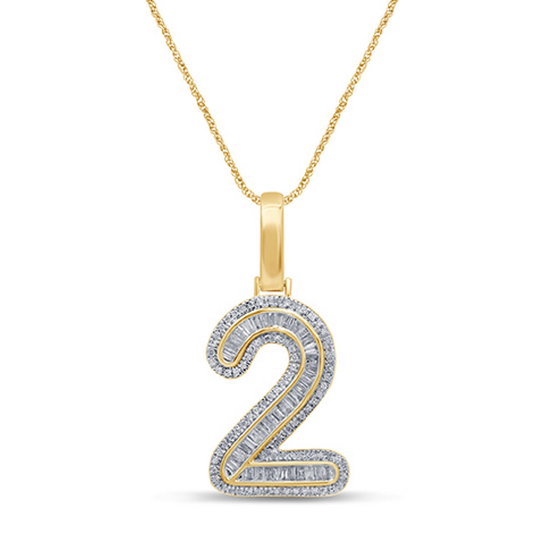 10KT 0.42 CT D-BAGUETTE INITIAL NUMBER 2""