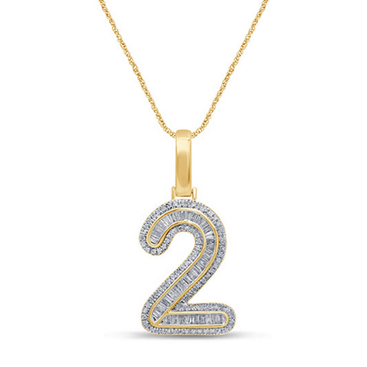 10KT 0.42 CT D-BAGUETTE INITIAL NUMBER 2""