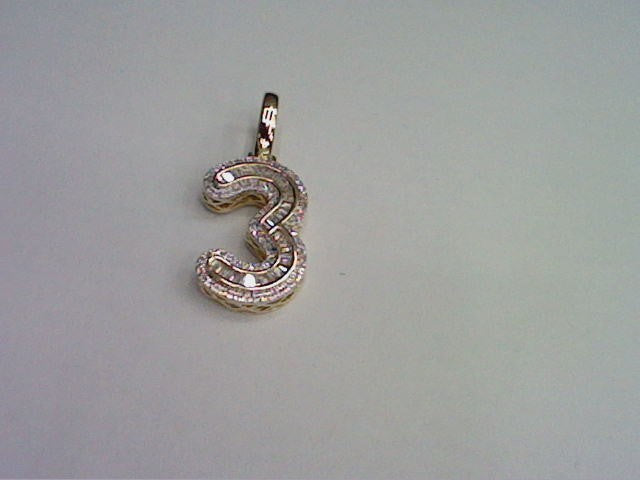 10KT 0.38-0.39CT D-BAGUETTE INITIAL NUMBER 3""