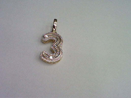 10KT 0.38-0.39CT D-BAGUETTE INITIAL NUMBER 3""