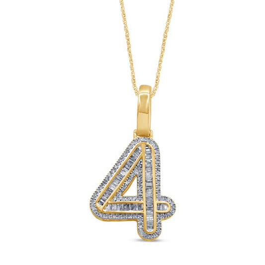 10KT 0.39-0.43CT D-BAGUETTE INITIAL NUMBER 4""