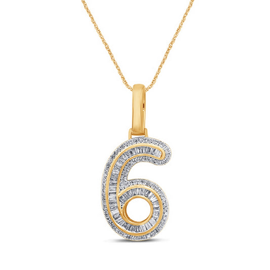 10KT 0.44- 0.45CT D-BAGUETTE INITIAL NUMBER 6""