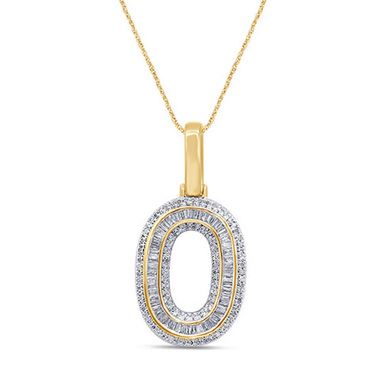 10KT 0.49CT D-BAGUETTE INITIAL NUMBER 0""