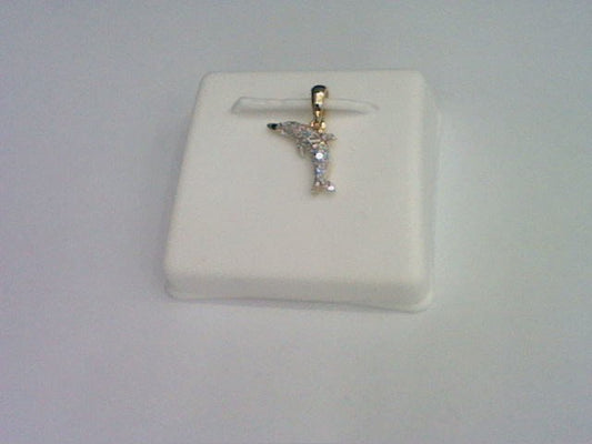 10KT 0.10CT D-LADIES PENDANT "DOLPHIN FISH"