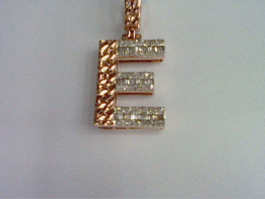 10KT 0.25CT D- BAGUETTE INITIAL E""