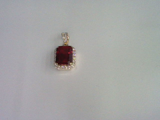 10KT 0.33CT D- LADIES PENDANT "RED STONE"