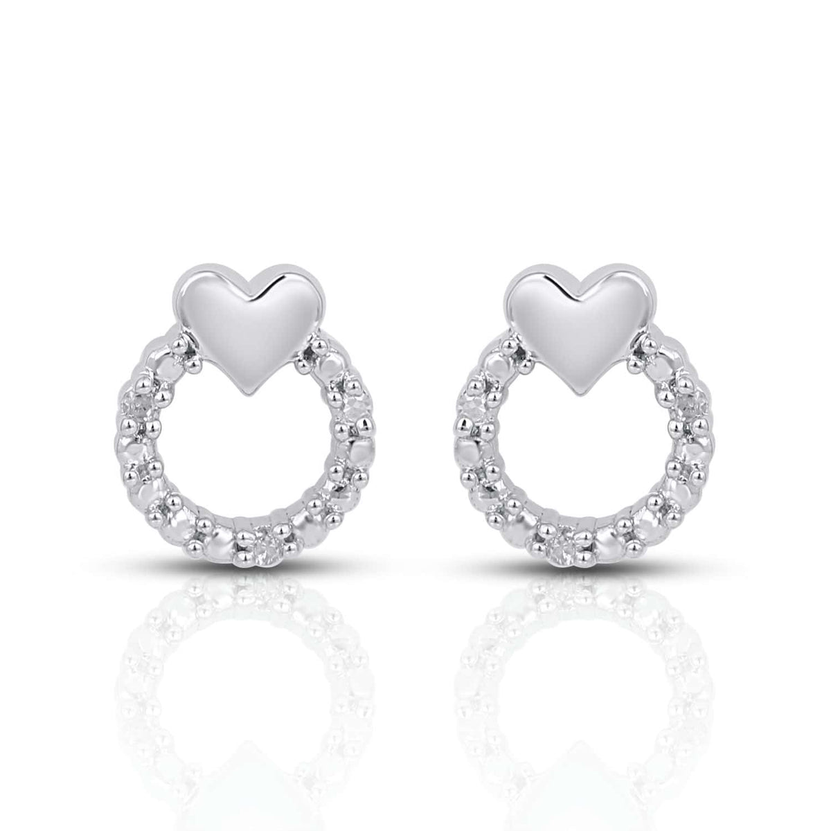 925 SS 0.025CT D- EARRINGS "HEART"