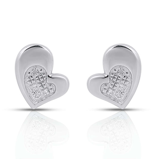 925 SS 0.03CT D- EARRINGS "HEART"