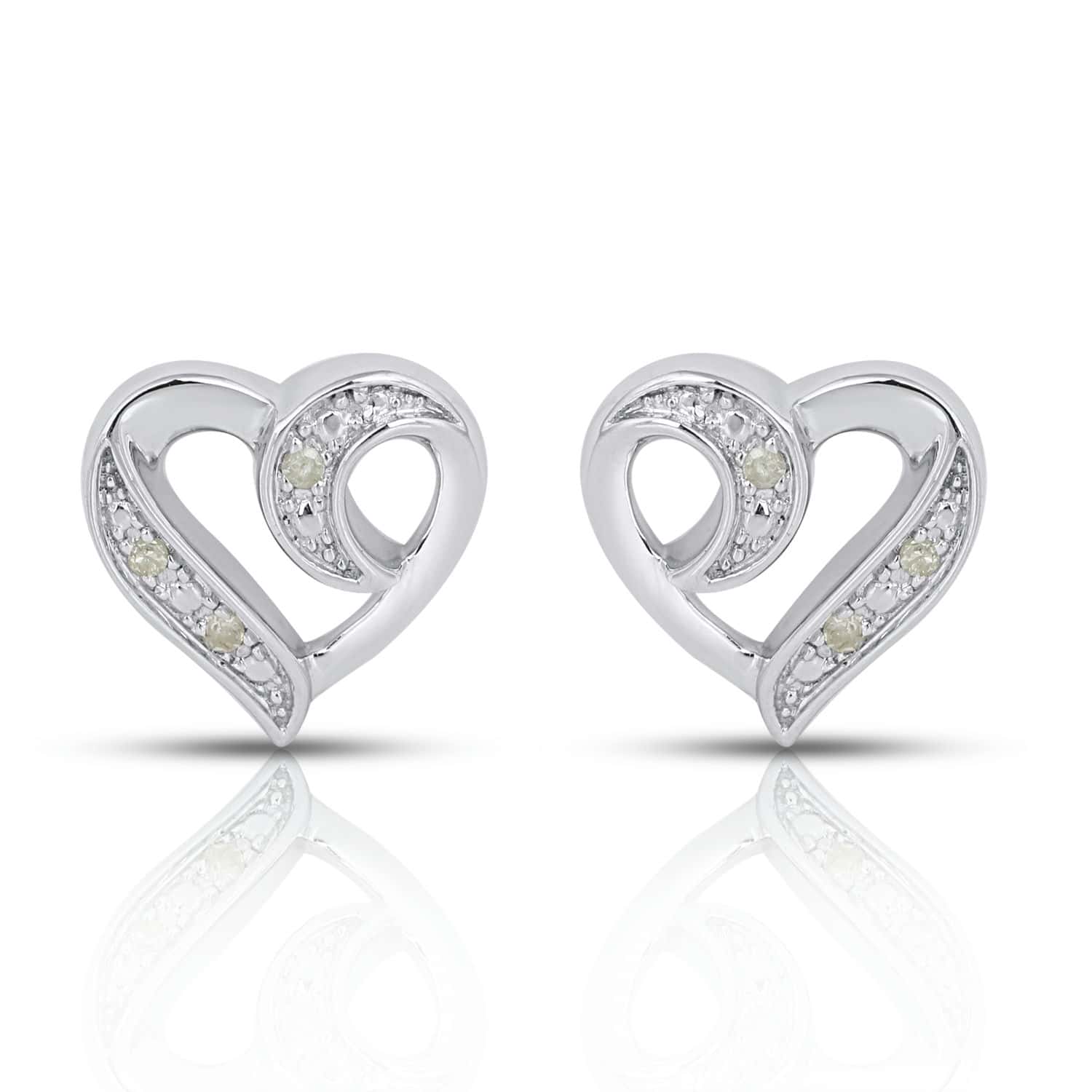 925 SS 0.02CT D- EARRINGS "HEART"