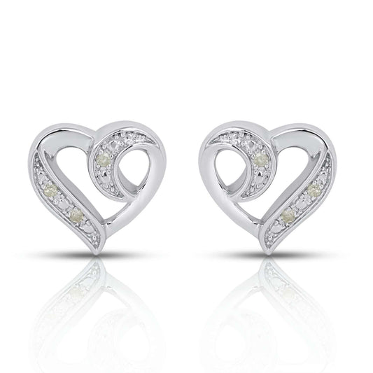 925 SS 0.02CT D- EARRINGS "HEART"