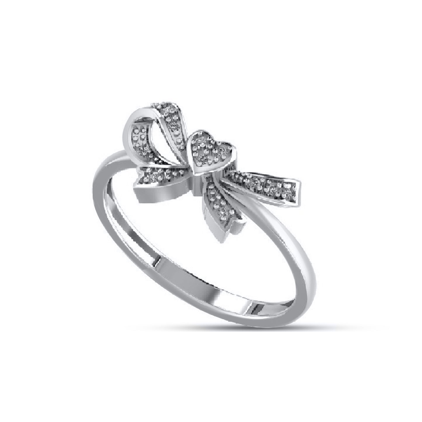 925 SS 0.05CT D-  LADIES RING "HEART WITH BOW"