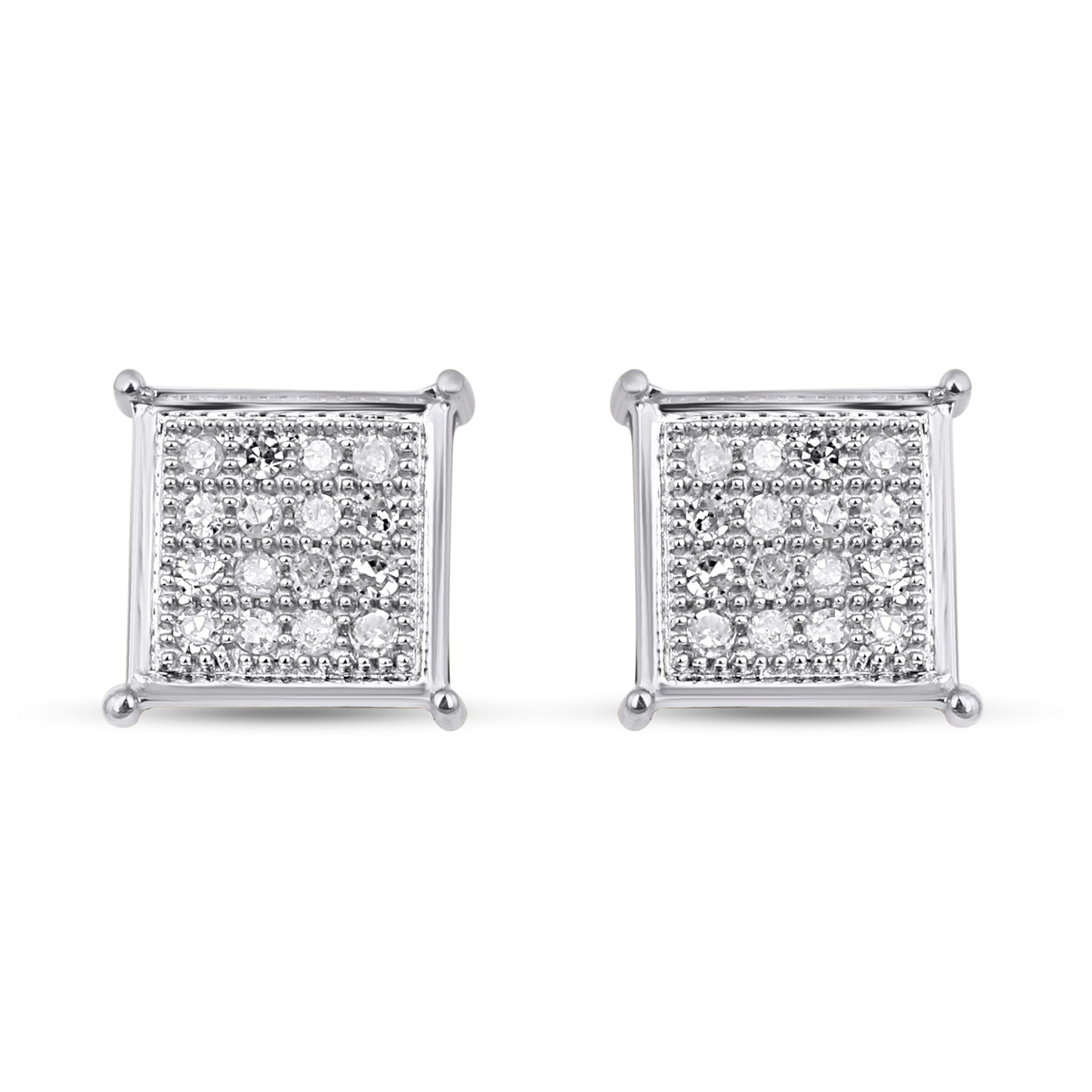 CLOSEOUT 10KT 0.10CT D-EARRINGS"SQUARE"