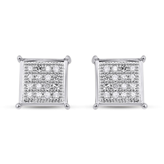 CLOSEOUT 10KT 0.10CT D-EARRINGS"SQUARE"