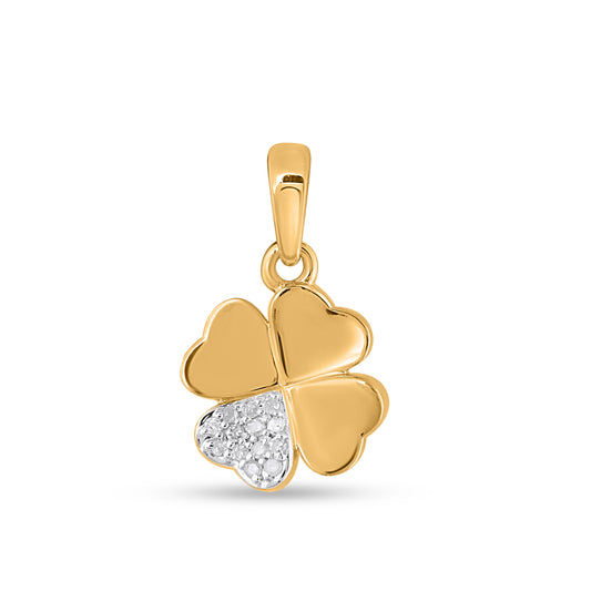 925 SS 0.04CT D- PENDANT "4 LEAF CLOVER"