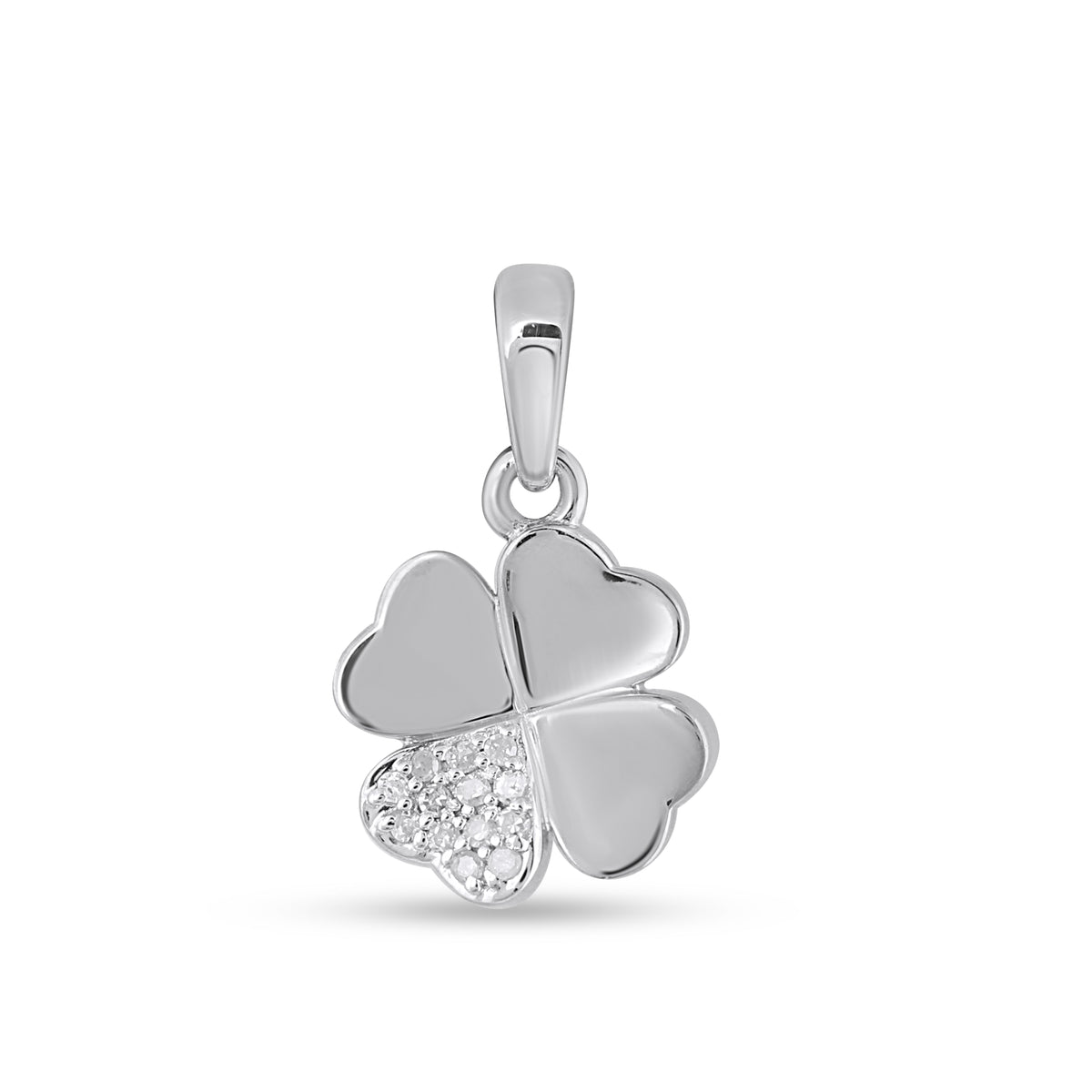 925 SS 0.04CT D- PENDANT "4 LEAF CLOVER"