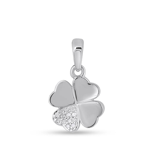 925 SS 0.04CT D- PENDANT "4 LEAF CLOVER"