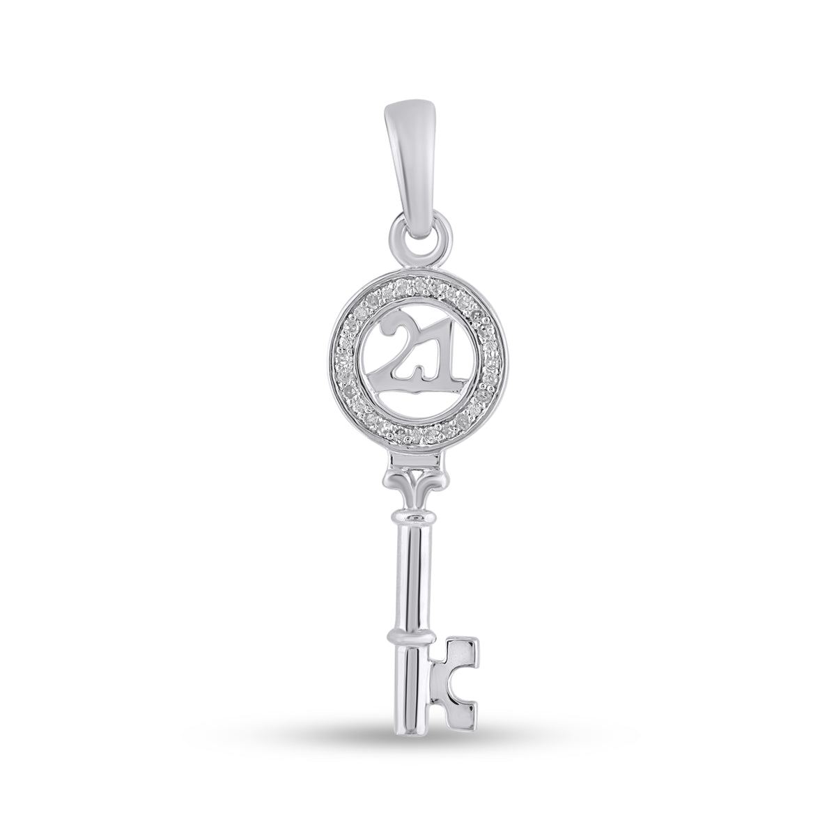 925 SS 0.04CT D-PENDANT "HEART KEY"