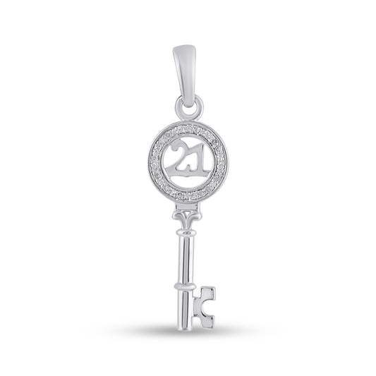 925 SS 0.04CT D-PENDANT "HEART KEY"