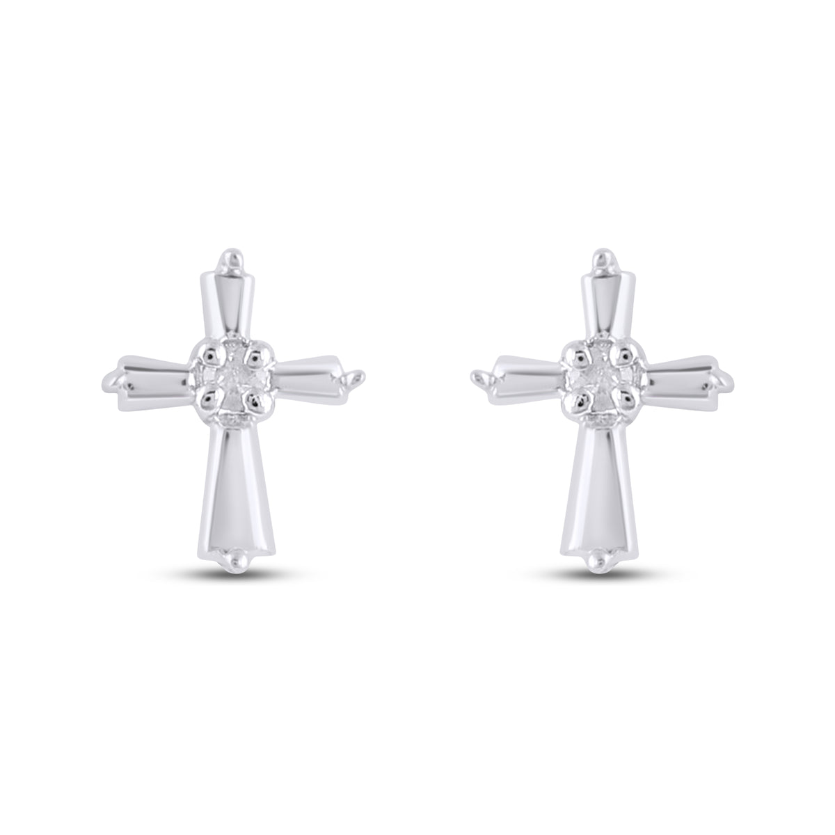 925 SS 0.01CT D- EARRINGS "CROSS"