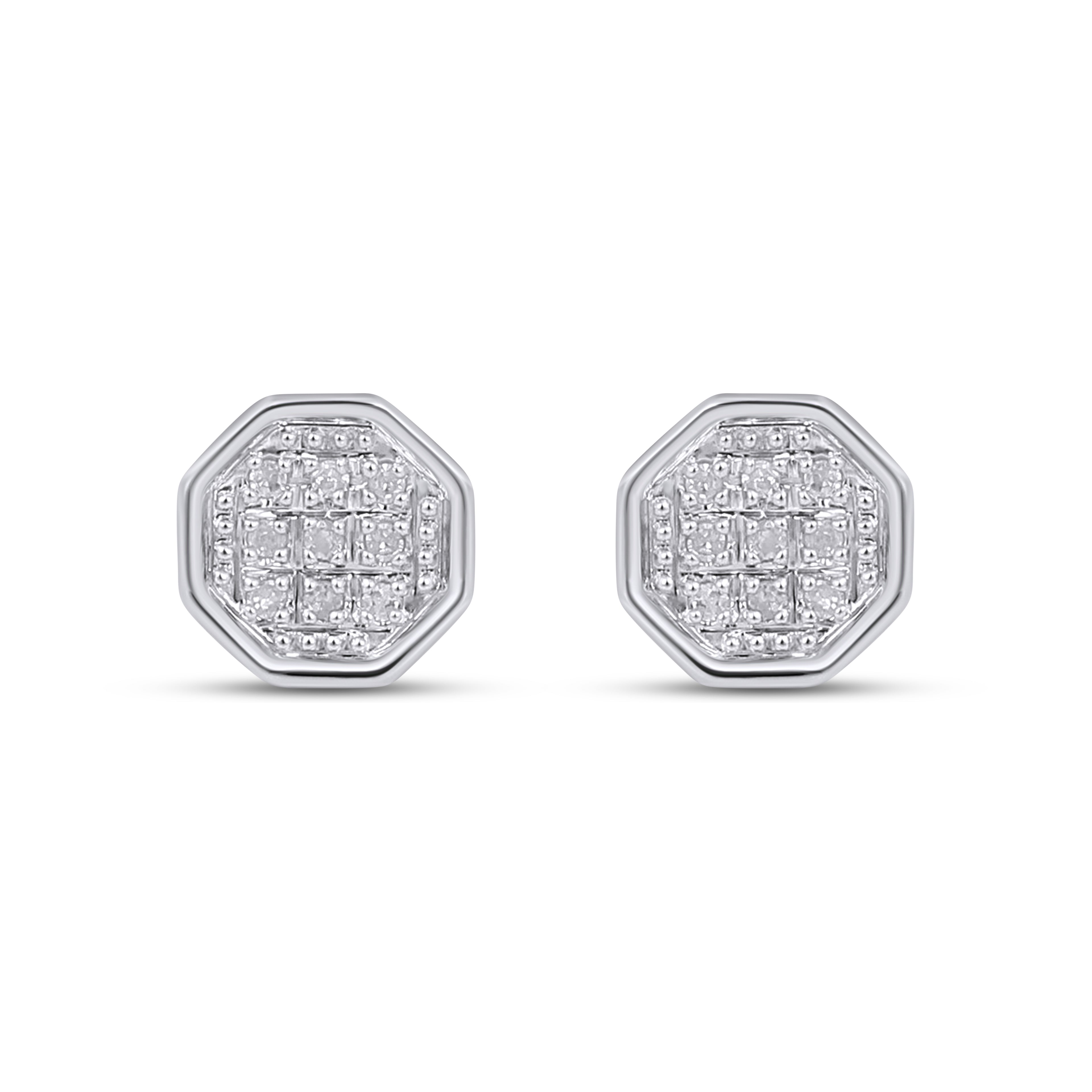 CLOSEOUT 10KT 0.05CT D- EARRINGS"HEXAGON"